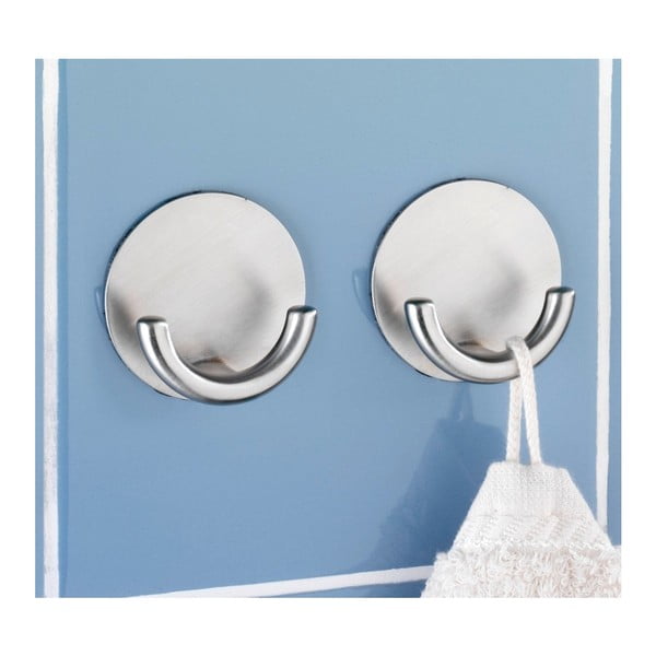 Samolepilen stenski obešalnik v srebrni barvi Wenko Rondo-image-1