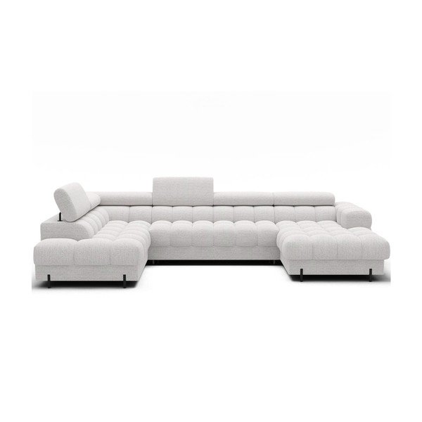 Kremno bela raztegljiva kotna sedežna garnitura iz tkanine bouclé (levi kot/v obliki črke "U") Feraria – ELTAP