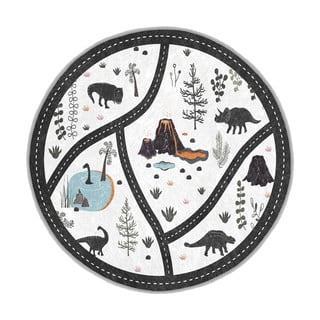 Črna/bela pralna otroška igralna preproga ø150 cm Dino Park – Mila Home