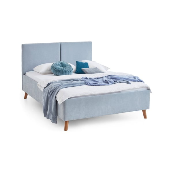 Svetlo modra oblazinjena zakonska postelja z letvenim dnom 140x200 cm Piano – Meise Möbel-image-4