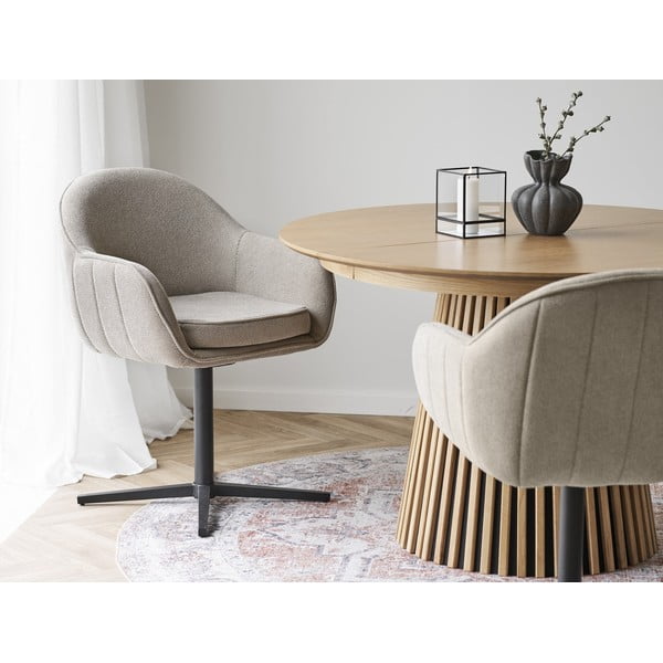 Svetlo sivi oblazinjeni jedilni stoli v kompletu z nasloni za roke 2 ks Tamera – House Nordic-image-1