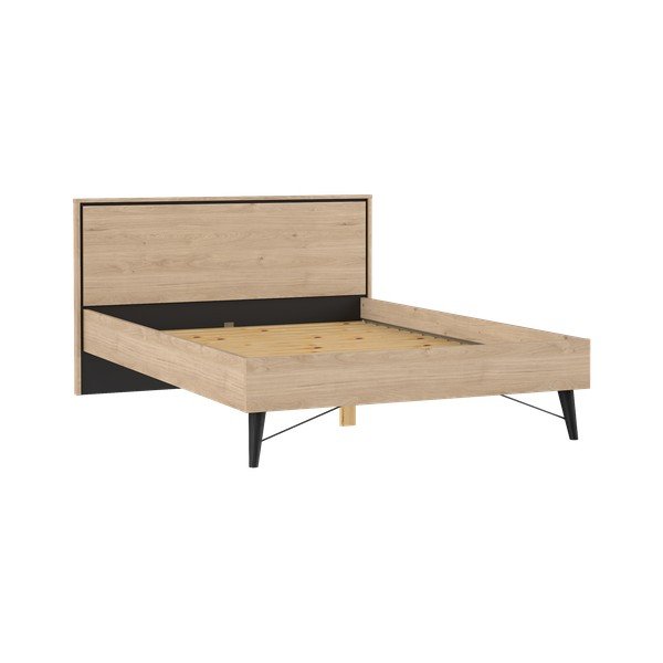 Zakonska postelja v hrastovem dekorju z letvenim dnom 140x200 cm v naravni barvi Ry – Tvilum-image-2