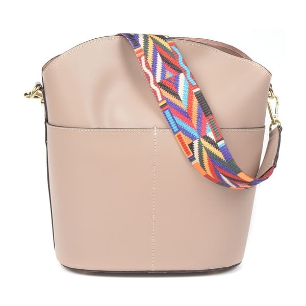 Usnjena torbica Luisa Vannini Clorinda v pudrasto rožnati barvi