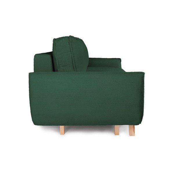 Temno zelena raztegljiva/s prostorom za shranjevanje sedežna garnitura iz rebrastega žameta 218 cm Tori – Bonami Selection-image-2