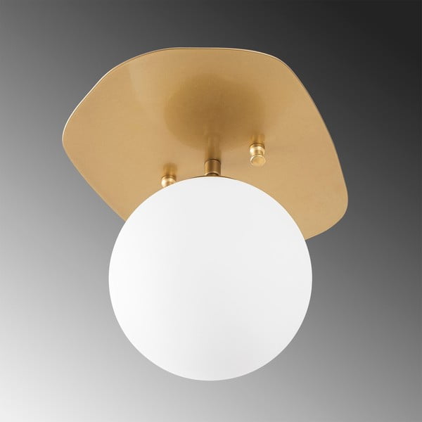 Stropna svetilka v zlati barvi s steklenim senčilom 20x25 cm Well – Opviq lights-image-3