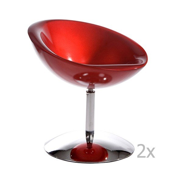 Komplet 2 rdečih vrtljivih stolov Kokoon Design Bowl-image-1