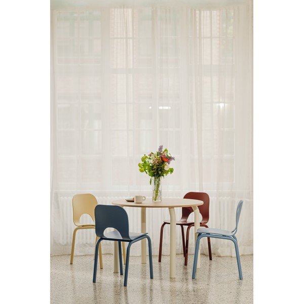 Okrogla jedilna miza z mizno ploščo v hrastovem dekorju ø 100 cm Meko – noo.ma-image-1