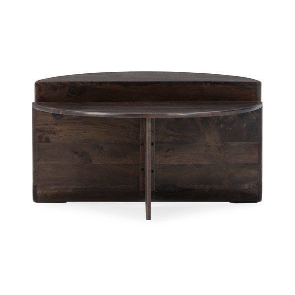 Temno rjava okrogla klubska mizica iz masivnega manga ø 80 cm Divya – MOME-image-1