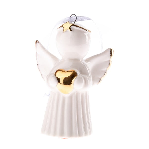 Beli porcelanski viseči angel s srcem Dakls