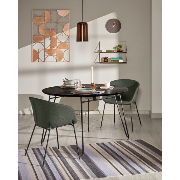 Okrogla raztegljiva jedilna miza z mizno ploščo v jesenovem dekorju ø 120 cm Norfort – Kave Home-image-3