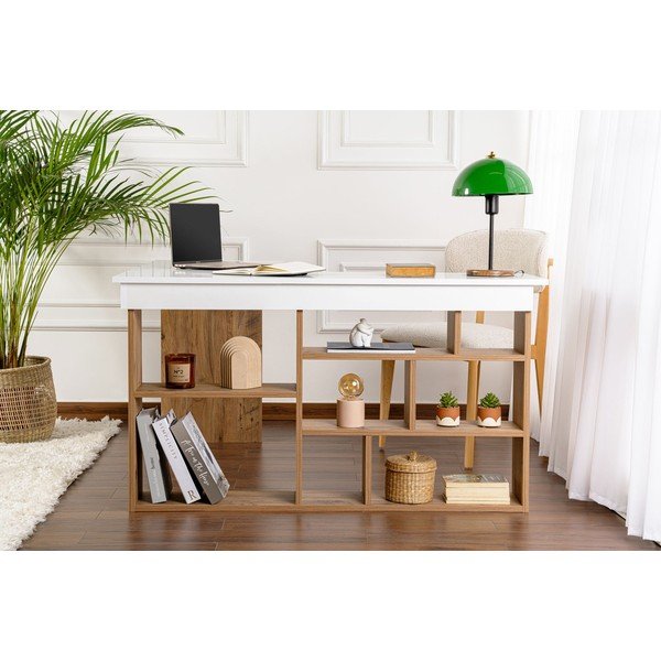 Pisalna miza v borovem dekorju 120x130 cm Vesper – Kalune Design-image-3