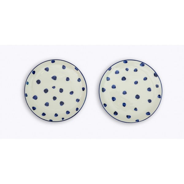 Komplet 2 keramičnih krožnikov Madre Selva Blue Dots, ø 25 cm
