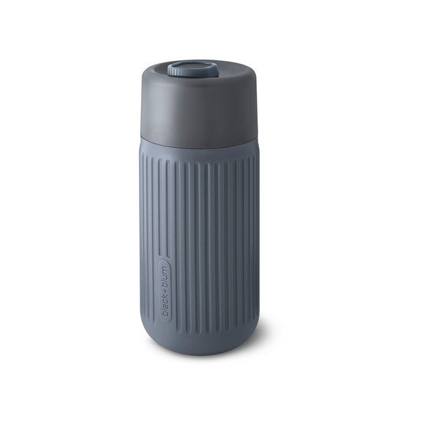 Temno siv steklen potovalni lonček 340 ml – Black + Blum