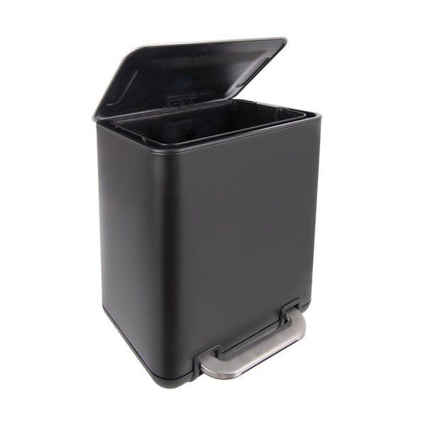 Črn koš za smeti s pedalom iz nerjavečega jekla 20 l Black – Orion-image-2
