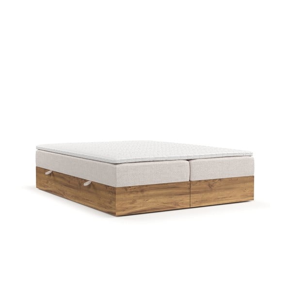 Boxspring postelja s prostorom za shranjevanje v bež in naravni postelji 180x200 cm Faro – Maison de Rêve