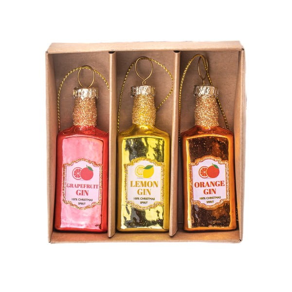 Stekleni okraski za jelko v kompletu 3 ks ø 3 cm Gin Bottle – Sass & Belle-image-1