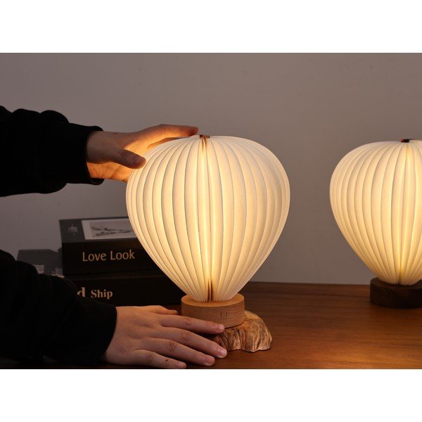 Bela LED zatemnitvena namizna svetilka s papirnatim senčilom (višina 20 cm) Aeris – Gingko-image-3