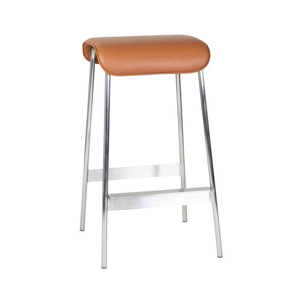 Oblazinjeni barski stoli v kompletu 2 ks v konjak rjavi barvi/v srebrni barvi (višina sedeža 75 cm) Avenue – Hübsch