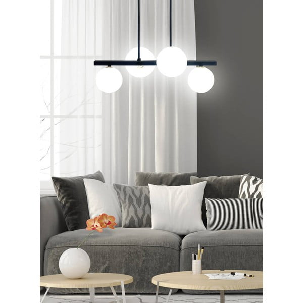 Črna viseča svetilka s steklenim senčnikom 25x59 cm Kama - Candellux Lighting-image-1