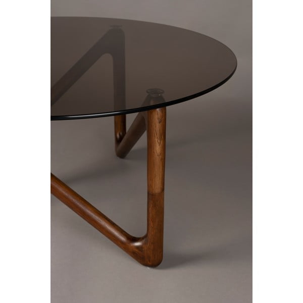 Rjava okrogla mizica s stekleno mizno ploščo ø 80 cm Naia – Dutchbone-image-2