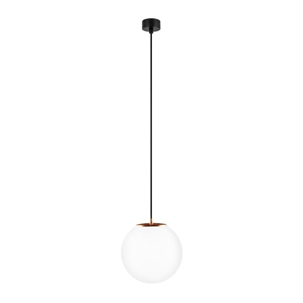 Bela viseča svetilka s črnim kablom in detajli bakrene barve Sotto Luce Tsuri, ⌀ 25 cm