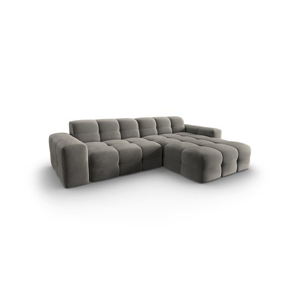 Siva žametna kotna zofa (desni kot) Kendal - Micadoni Home-image-3