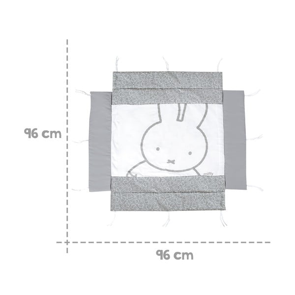 Bela/siva zaščitna obroba za posteljico iz mešanice bombaža 96 cm Miffy – Roba-image-4