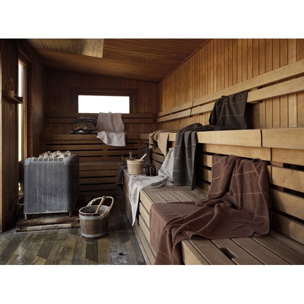 Sivorjava frotirna bombažna brisača 50x100 cm Sauna – Zone-image-1