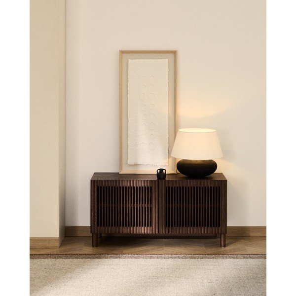 Temno rjava omarica za čevlje v jesenovem dekorju 98x50x43 cm Beyla – Kave Home-image-1