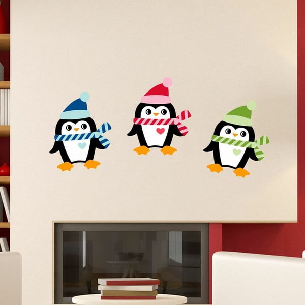 Komplet 3 nalepk Ambiance Christmas Penguins