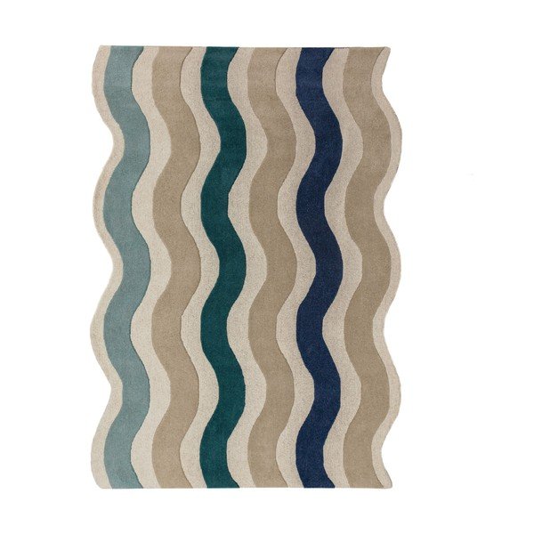 Modra ročno tkana volnena preproga 140x200 cm Cascade Wool – Flair Rugs