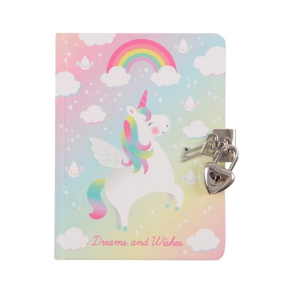 Zapisnik s ključavnico Sass & Belle Rainbow Unicorn, A5