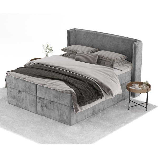 Siva boxspring postelja s prostorom za shranjevanje 180x200 cm Passion – Maison de Rêve-image-2