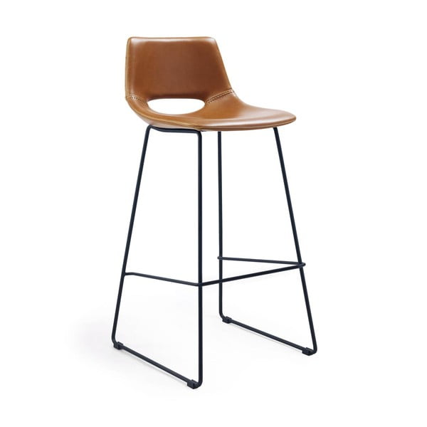 Barski stoli iz umetnega usnja v konjak rjavi barvi v kompletu 2 ks (višina sedeža 76 cm) Zahara – Kave Home