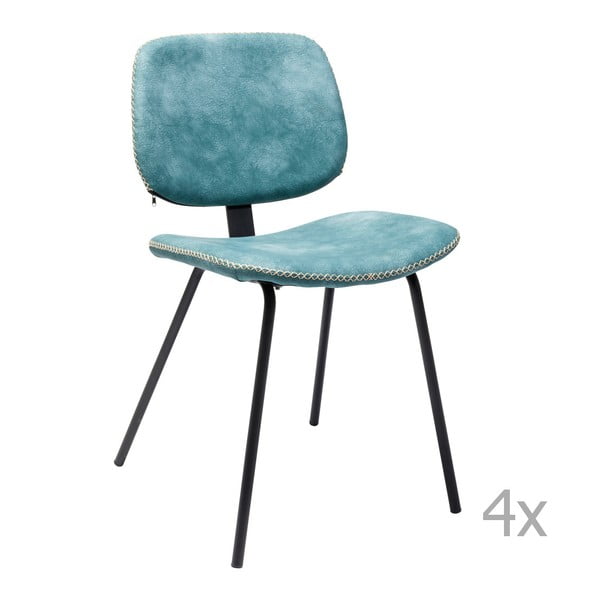 Komplet 4 modrih jedilnih stolov Kare Design Barber