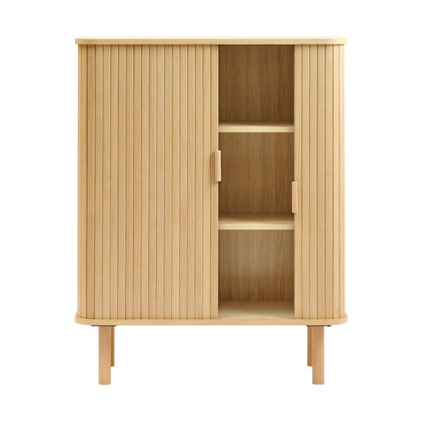 Omarica v hrastovem dekorju z drsnimi vrati v naravni barvi 113x90 cm Cavo – Unique Furniture-image-3