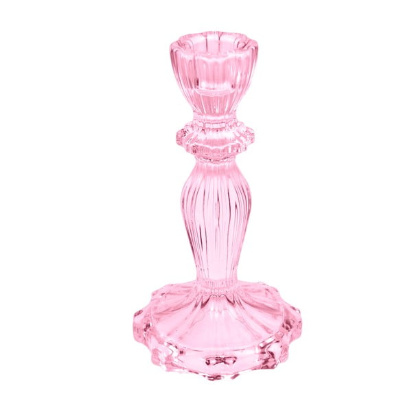 Visok roza stekleni svečnik - Rex London