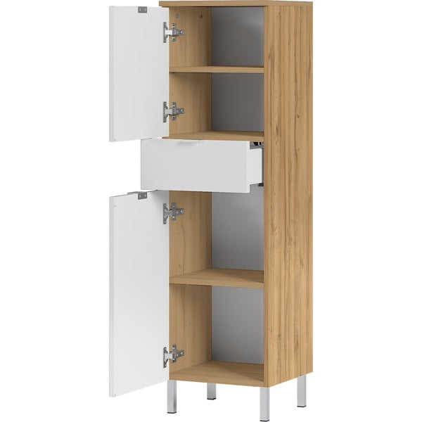 Bela omarica s hrastovim dekorjem Germania Mauresa, višina 120 cm-image-2