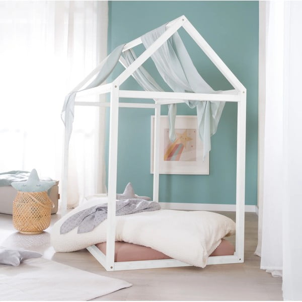 Bela otroška postelja v obliki hiške 70x140 cm Montessori – Roba-image-1