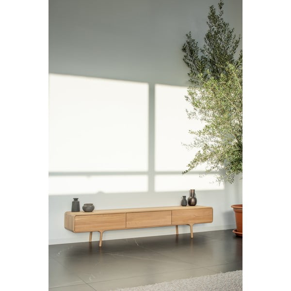 TV komoda iz masivnega hrasta s 3 predali Gazzda Fawn-image-1