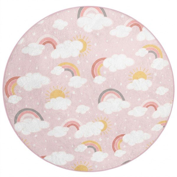 Rožnata pralna otroška preproga ø100 cm Rainbow World – Mila Home