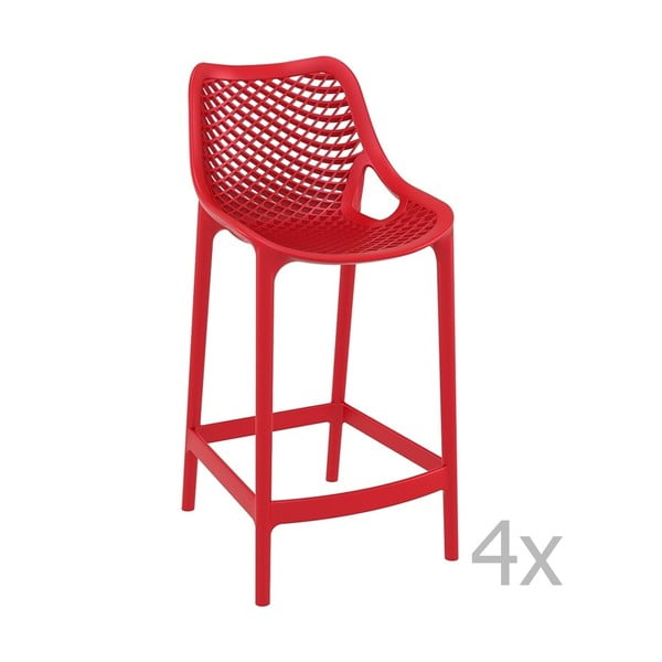 Komplet 4 rdečih barskih stolov Resol Grid, višina 65 cm