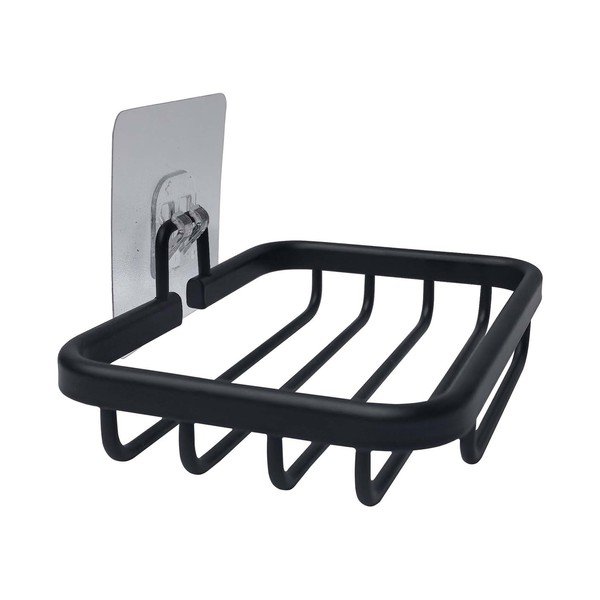 Mat črn kovinski podstavek za milo z namestitvijo brez vrtanja Filaire Aluminium – douceur d'intérieur-image-1