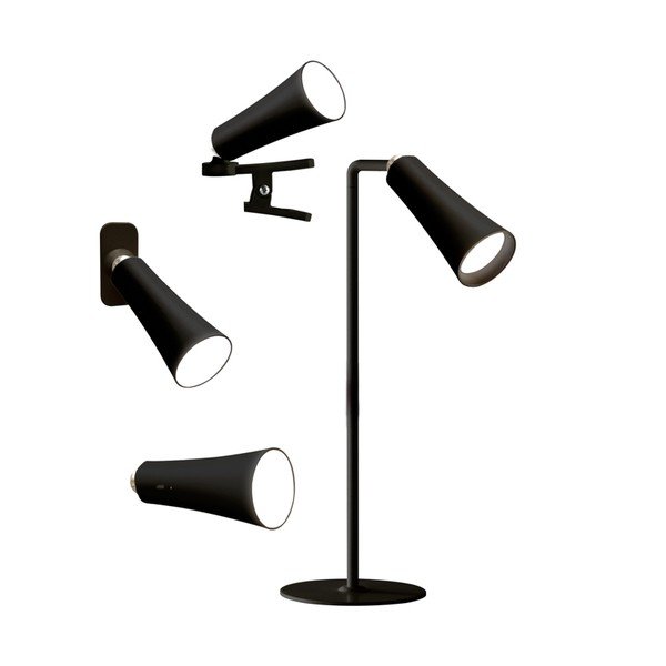Črna LED namizna svetilka (višina 47,5 cm) 4in1 – Brandani