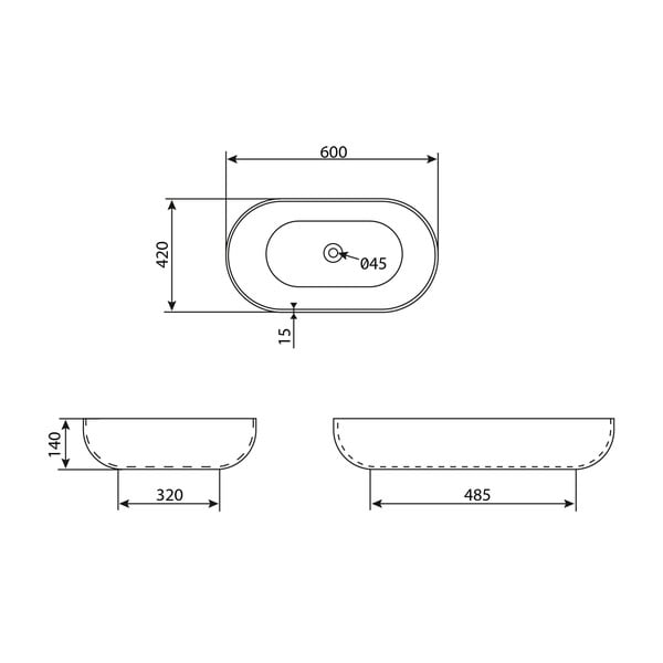 Bel keramičen umivalnik Sapho Caleo, 60 x 42 cm-image-3