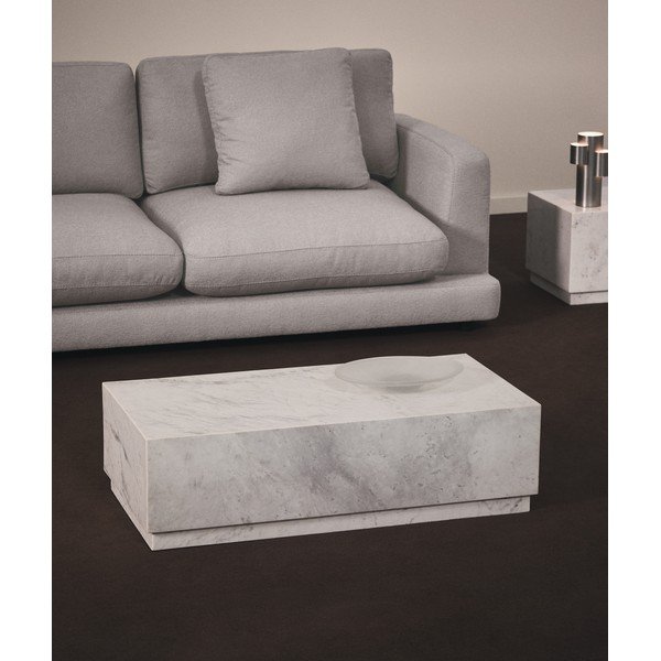 Bela marmorna klubska mizica 50x100 cm Sorein – Kave Home-image-1