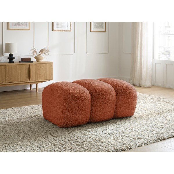 Opečnato oranžen tabure iz tkanine bouclé Hippolyte – Bobochic Paris-image-1