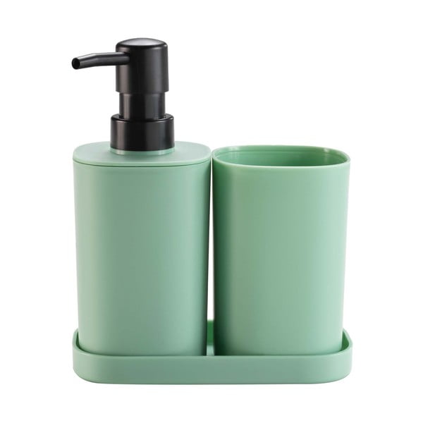Svetlo zelen plastičen komplet pripomočkov za kopalnico Vita – douceur d'intérieur