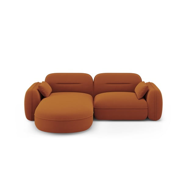 Oranžna žametna kotna sedežna garnitura (levi kot) Audrey – Interieurs 86