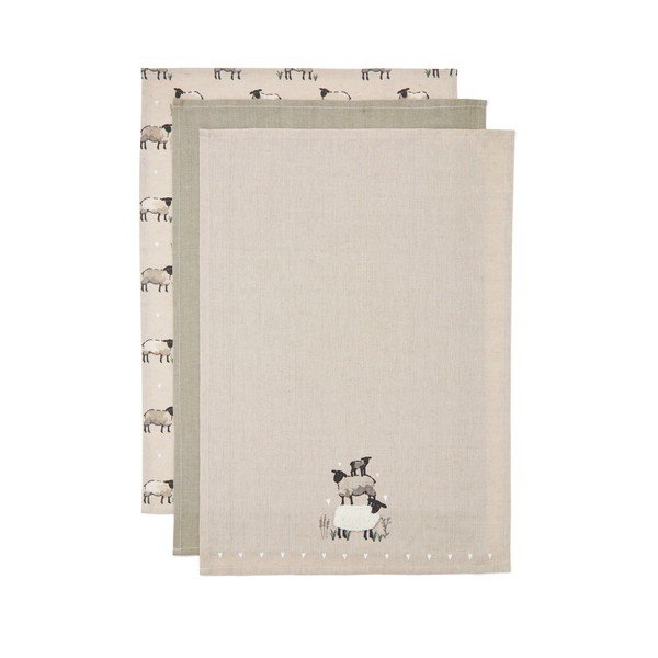 Kuhinjske krpe v kompletu 3 ks iz mešanice lana 45x65 cm Highland Sheep – Cooksmart ®-image-3
